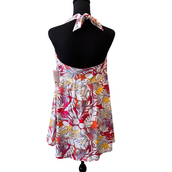 New LANDS' END Women's White Floral Halter Neck Swimsuit Size 1X - Picture 3 of 7